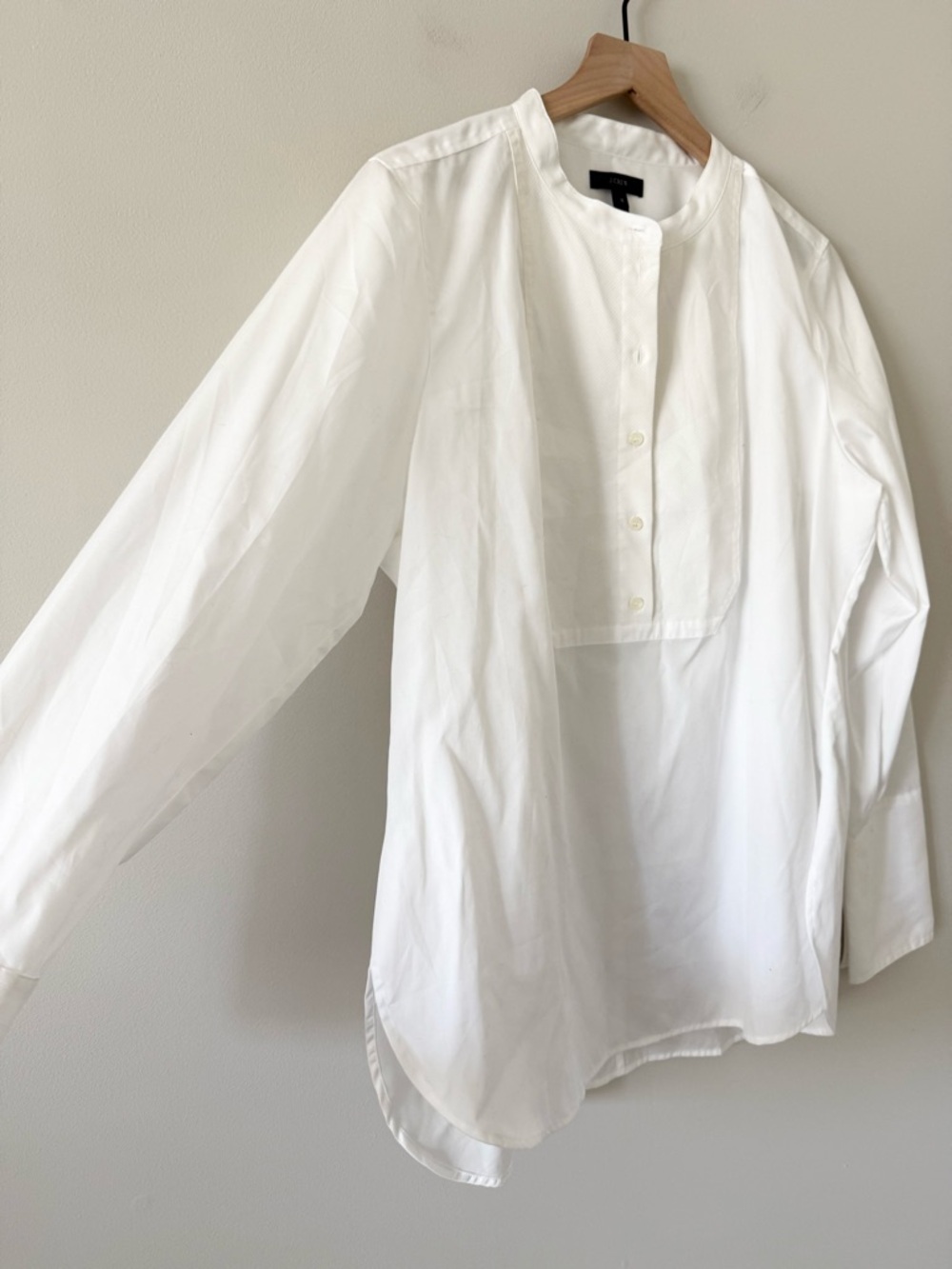J. Crew Cotton Poplin Tuxedo Front Popover in White Size 16 - Picture 2 of 6